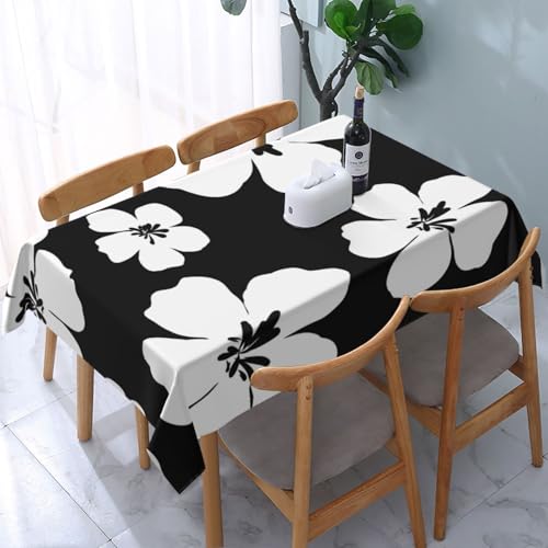 Tischdecke abwischbar Rechteck 60x84in(150x210cm) Garten tischdecke mit Weiße Blüten Motiv, Dekorative Tischdeko für KücheEsszimmer tischdecke Outdoor wetterfest von artslion