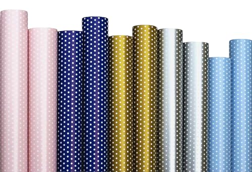 Geschenkpapier Mega Pack Papier Punkte auf 10 Rollen je 2 m x 70cm Geburtstagspapier Dot Style Gepunktet Pastell Rosa Blau Hellblau Gold Silber für Taufe Hochzeit Xmas Geburtstag von artwelten Home & Style