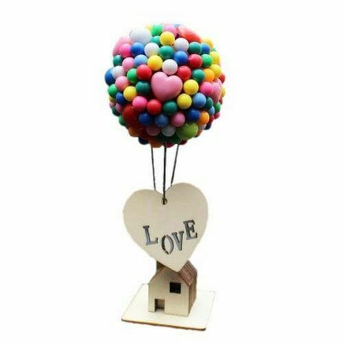 asky Hübsche Dekoration für das Armaturenbrett, Motiv: fliegendes Haus, Luftballon, Auto-Dekoration (bunt) von asky