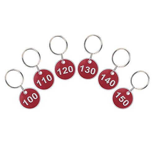 Aspire 200 Stück Schlüsselanhänger, Kunststoff Nummer Schlüssel Anhänger Nummer ID Tags mit Schlüsselring, Rot 1-200 von aspire