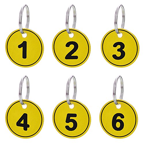 Aspire 50 Stück Schlüsselanhänger, ABS-Nummer Schlüssel Anhänger mit Schlüsselring, Nummer 1-50 Gelb von aspire
