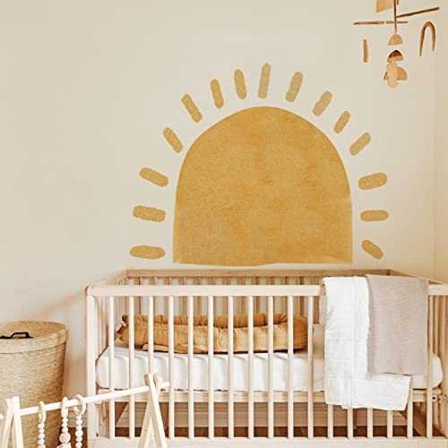 astrkiz selbstklebend Wandaufkleber für Kinder Mädchen, Boho-Stil-Wandsticker Stoff-Effekt-Wandtattoo im Kinderzimmer Babyzimmer Spielzimmer, wasserdicht reißfest Fabric-Wandbild,Orange Halbsonne L von astrkiz