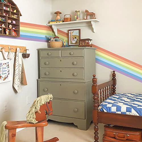 astrkiz linearer Wasserfarben-Regenbogen selbstklebend Wandaufkleber für Kinder, Wandsticker Bordüre Wandbordüre Kinderzimmer, Babyzimmer, Spielzimmer, Wanddeko PVC Wandtattoo,160x20 cm von astrkiz