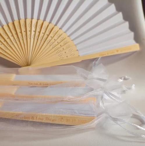 asu Personalisierte Hochzeitsfächer,Fächer Hochzeit,Gastgeschenk Fecher Sommer Hochzeit, Hochzeitsdeko Hand Fan Asiatische Deko Für Geburttag Party Wedding, Wand Dekoration (100pcs) von asu