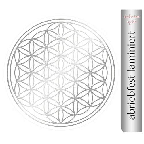 Blume des Lebens Aufkleber 3cm laminiert - Folie transparent (10, Silber) von atalantes spirit