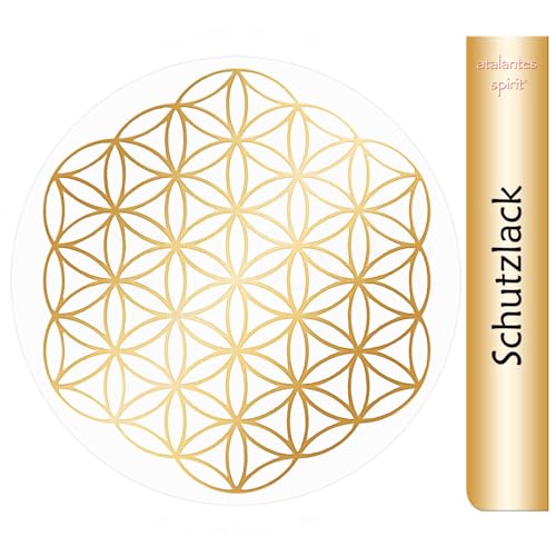 Blume des Lebens Aufkleber - ohne Außenkreise - 3cm mit Schutzlack - Folie transparent (10, Gold) von atalantes spirit