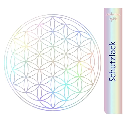 Blume des Lebens Aufkleber 3cm mit Schutzlack - Folie transparent (50, Hologramm) von atalantes spirit