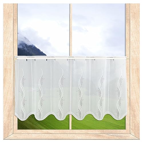 Modern bestickte Scheibengardine Luna – Panneau mit Vogtländischer Spitze in weiß-Taupe | Zeitloser Stickerei-Scheibenhänger mit Ornamenten | Elegante Kurzgardine für jeden Raum HxB 45 x 160 cm Modern bestickte Scheibengardine Luna – Panneau mit Vogtländischer Spitze in weiß-Taupe | Zeitloser Stickerei-Scheibenhänger mit Ornamenten | Elegante Kurzgardine für jeden Raum HxB 45 x 160 cm von atelier alles-Spitze