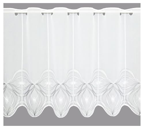 atelier alles-Spitze Bestickte Scheibengardine Donna in weiß-grau | Halbtransparente Kurzgardine mit moderner Ornament-Stickerei | Höhe x Breite: 55 x 96 cm atelier alles-Spitze Bestickte Scheibengardine Donna in weiß-grau | Halbtransparente Kurzgardine mit moderner Ornament-Stickerei | Höhe x Breite: 55 x 96 cm von atelier alles-Spitze