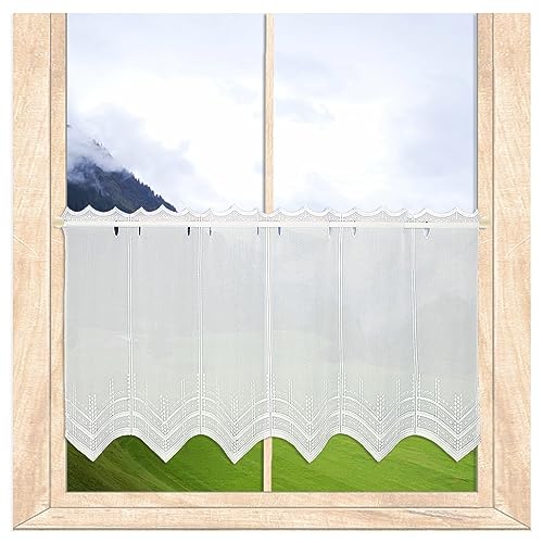 atelier alles-Spitze Dezent in weiß bestickte Scheibengardine Paula mit Perlenschnur-Stickerei | Zeitlose halbtransparente Kurzgardine | Höhe x Breite: 55 x 96 cm atelier alles-Spitze Dezent in weiß bestickte Scheibengardine Paula mit Perlenschnur-Stickerei | Zeitlose halbtransparente Kurzgardine | Höhe x Breite: 55 x 96 cm von atelier alles-Spitze
