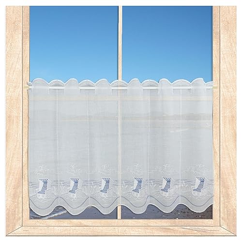 atelier alles-Spitze Scheibengardine Am Meer | Maritim in blau-weiß bestickte Kurzgardine | Ideal als Badgardine geeignet| Höhe x Breite: 55 x 176 cm atelier alles-Spitze Scheibengardine Am Meer | Maritim in blau-weiß bestickte Kurzgardine | Ideal als Badgardine geeignet| Höhe x Breite: 55 x 176 cm von atelier alles-Spitze