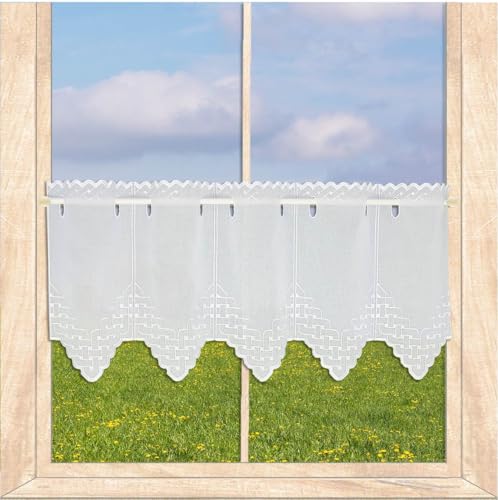 atelier alles-Spitze Scheibengardinen Blanca Kurzgardine mit Stickerei auf weißem Feinbatist Höhe x Breite 30 x 208 cm atelier alles-Spitze Scheibengardinen Blanca Kurzgardine mit Stickerei auf weißem Feinbatist Höhe x Breite 30 x 208 cm von atelier alles-Spitze