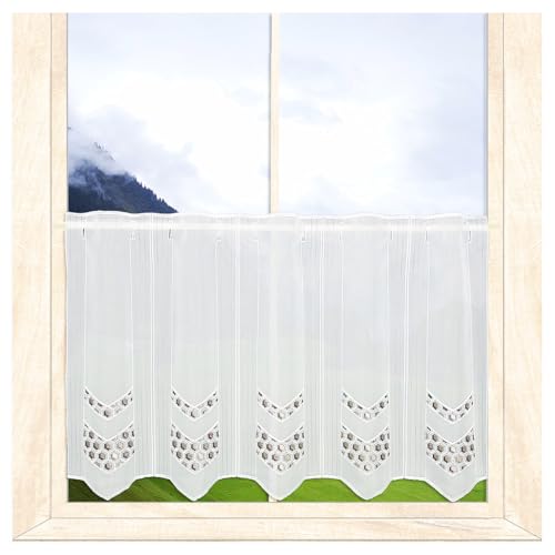 atelier alles-Spitze Scheibengardinen Tracy halbtransparente Kurzgardine mit Stickerei in weiß, beige und Taupe (Höhe x Breite: 55 x 144 cm) von atelier alles-Spitze