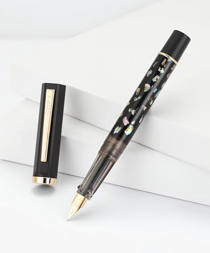 JinHao 58 Füllfederhalter, natürliche Muschel, Scrimshaw Schnitzerei (feine Feder, mattschwarze Muschelschnitzerei) von atokiss