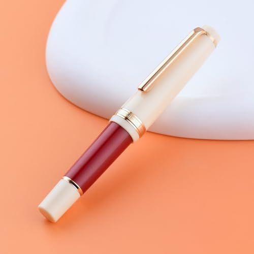 JinHao 82 roter Füller mit feiner Spitze, kurzer Acryl-Füllfederhalter mit Tintenkonverter von atokiss