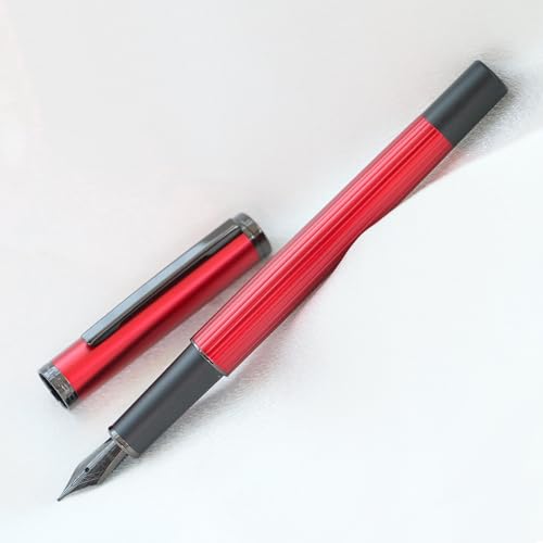 JinHao Füllfederhalter, klassisches mattes rotes Design, feine Spitze, inklusive Tintenkonverter, Schreibstift von atokiss