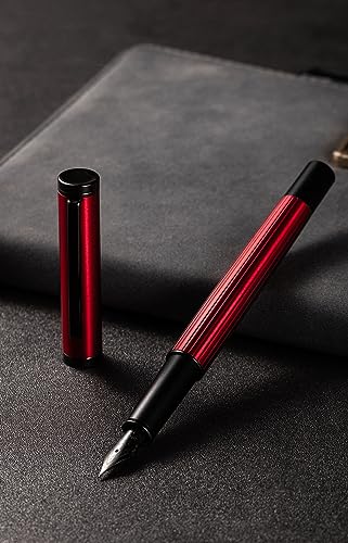 JinHao Füllfederhalter, klassisches mattes rotes Design, feine Spitze, inklusive Tintenkonverter, Schreibstift von atokiss