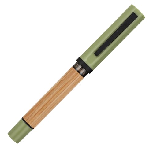 Jinhao 58 Füllfederhalter aus Holz, schwarzer Clip, feine Spitze, Tintenstift mit nachfüllbarem Tintenkonverter, glattes Schreibgerät (Morandi-Grün) von atokiss