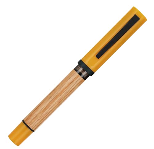 Jinhao 58 Füllfederhalter aus Holz, schwarzer Clip, feine Spitze, Tintenstift mit nachfüllbarem Tintenkonverter, glattes Schreibgerät (feine Spitze, Kurkuma) von atokiss