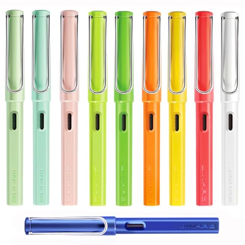 Jinhao 619 Füllfederhalter-Set aus Kunstharz, feine Spitze mit Tintenkonverter, Kalligraphie-Schreibstifte, 10 Stück von atokiss