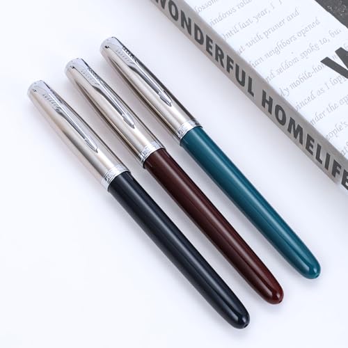 Jinhao 86 Füllfederhalter, extra feine Feder mit Tintenkonverter, Schwarz, Weinrot und Malachitblau, 3 Stück von atokiss