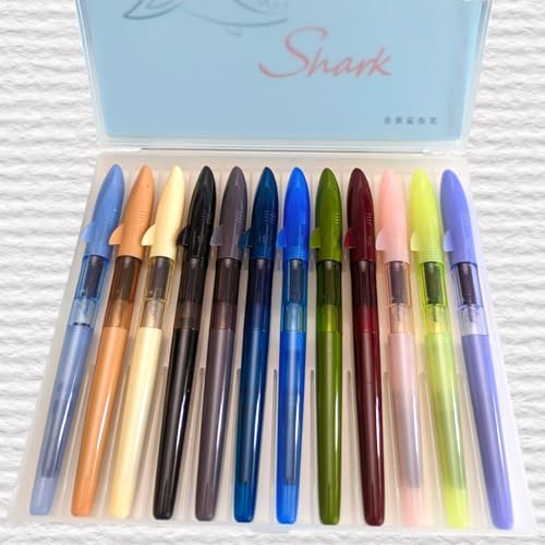 Jinhao Füllfederhalter, Haifisch-Form, Set mit 12 Stück, feine Spitze, Stifte mit nachfüllbaren Konvertern, Schul- und Bürobedarf Jinhao Füllfederhalter, Haifisch-Form, Set mit 12 Stück, feine Spitze, Stifte mit nachfüllbaren Konvertern, Schul- und Bürobedarf von atokiss