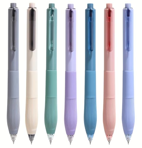atokiss Gelschreiber, einziehbar, mittlere Spitze, 0,5 mm, schwarze Tinte, Arbeitsstift mit superweichem Griff, Kugelschreiber für Männer und Frauen, 7 Stück (Morandi-Set) von atokiss