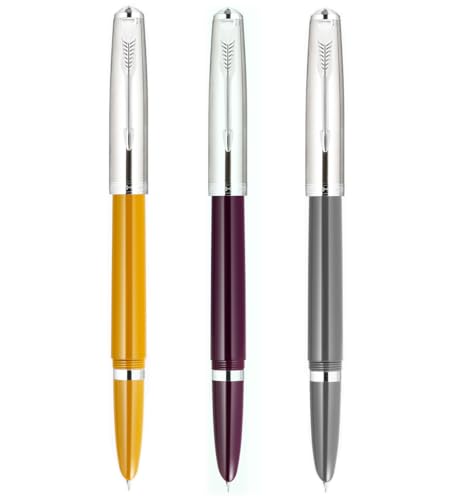 Jinhao 86 Füllfederhalter aus Kunstharz, extra feine Spitze, mit Tintenkonverter (Khaki, Grau und Violett), 3 Stück von atokiss