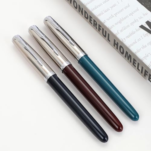 Jinhao 86 Füllfederhalter, extra feine Feder mit Tintenkonverter (Malachitblau, Weinrot und Schwarz) von atokiss
