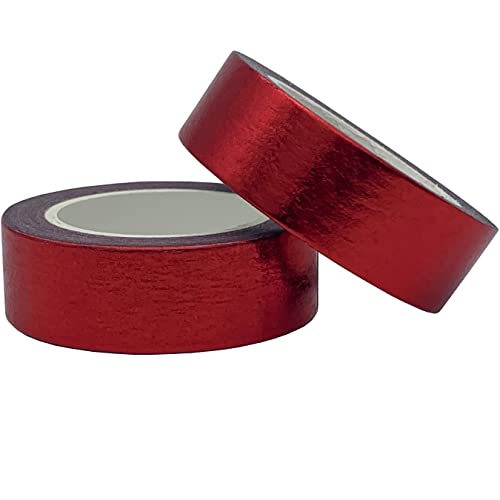 aufodara 2 Rollen 10m x 15mm Washi Tape Set Deko Klebeband Glitter Metallic Goldfarbe DIY Scrapbook Basteln (Rot) von aufodara