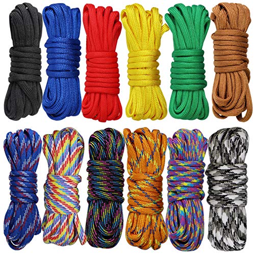 aufodara 12er Paracord Set Seile Bunt Schnüre Fallschirm-Schnur DIY Handgemachte Webart für Armband Schlüsselanhän (12 Farben, 10 Feet) von aufodara