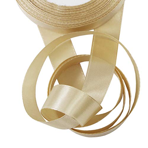 22 Meters Schleifenband Geschenkband Satinband 20 mm breit Dekoband Satin Bastelband für DIY Craft Hochzeit Party Geschenk Verpackung (Champagner, 4/5 Inch - 24 Yards) von aufodara