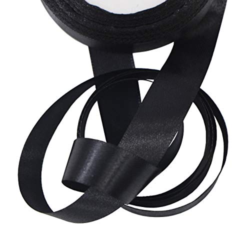 22 Meters Schleifenband Geschenkband Satinband 20 mm breit Dekoband Satin Bastelband für DIY Craft Hochzeit Party Geschenk Verpackung (Schwarz, 4/5 Inch - 24 Yards) von aufodara
