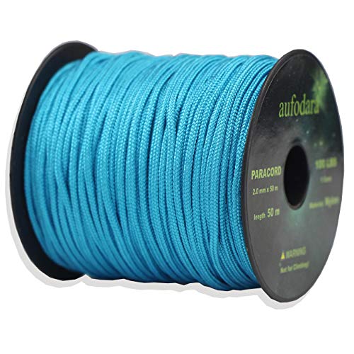 aufodara 50 Meters Paracord Schnüre 2mm Nylon Seil 1 Kern-Strängen (hell blau, 50) von aufodara