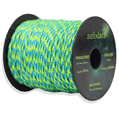 aufodara 50 Meters Paracord Schnüre 2mm Nylon Seil 1 Kern-Strängen (hellblau grün, 50) von aufodara