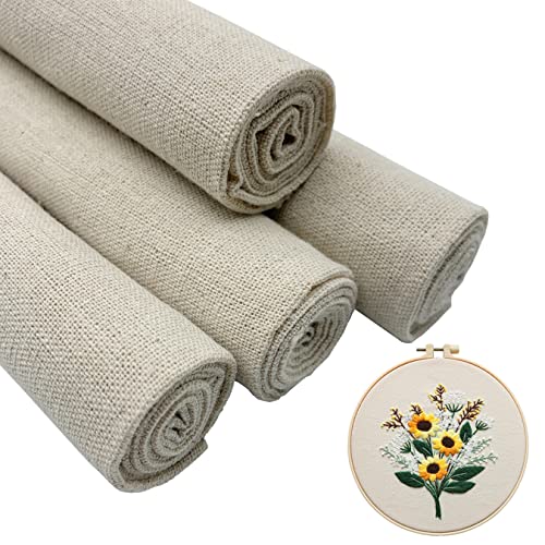 aufodara Aida Stoff Kreuzstich Stoff Stickerei 50x50cm Beige Natur Leinenstoff Handarbeiten Stoffe zum Nähen für Stickerei Dekoration DIY Basteln Handwerken Tischdecke Säckchen (4) von aufodara