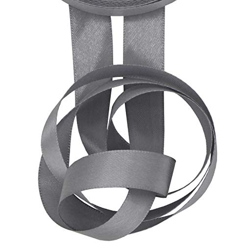 aufodara Satinband, 22 m, 20 mm breit, einfarbig, Dekoration für Geschenkverpackungen, Basteln, kreative Bögen, Handwerk, Zubehör für Hochzeitsfeier (Grau – Silber, 20 mm x 22 m) von aufodara