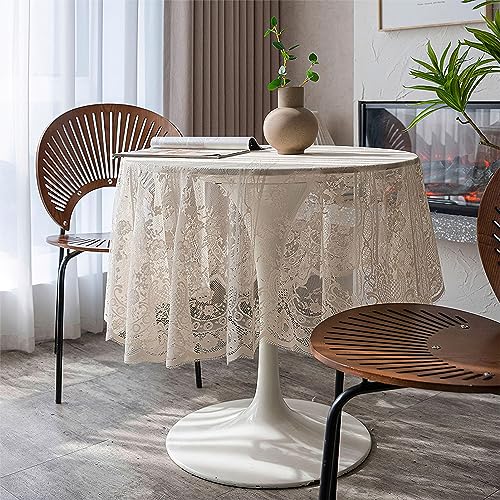 Beige Spitze Tischdecke Runde, Vintage floral bestickte Tischdecke, Elegantes Chic Overlay Tischtuch für Hochzeit Bankett Party Esstisch Dekor, Rund 190cm/75inch Beige Spitze Tischdecke Runde, Vintage floral bestickte Tischdecke, Elegantes Chic Overlay Tischtuch für Hochzeit Bankett Party Esstisch Dekor, Rund 190cm/75inch von auons