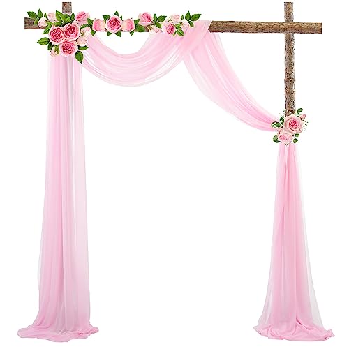 Hochzeit Bogen Sheer Draperie Hintergrund, 600x75cm Voile Vorhang Chiffon Drapierung Stoff, Tüllstoff Vorhänge Arbor Draperie für Hochzeitszeremonie Empfang Party Deckendekor, Rosa, 1 Panel Hochzeit Bogen Sheer Draperie Hintergrund, 600x75cm Voile Vorhang Chiffon Drapierung Stoff, Tüllstoff Vorhänge Arbor Draperie für Hochzeitszeremonie Empfang Party Deckendekor, Rosa, 1 Panel von auons