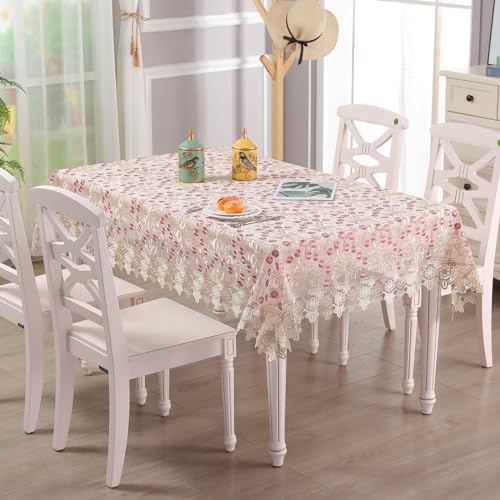 Spitze Tischdecke Rechteck Chic gestickte Tischtuch, Vintage Elegante Blumendesign Tischdecke für Hochzeitsbankett Geburtstagsparty Formeller Esstisch, Kaffee Rot, 60×180cm von auons