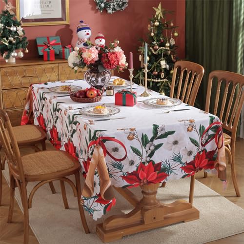 Weihnachten Tischdecke Rechteckige, Weihnachtsdekoration Xmas Tischdecke, wasserdichte Waschbare Weihnachtstischdecke, Christmas Table Cover Home Party Neujahrs Dekoration, 150 x 180 cm, A von auons