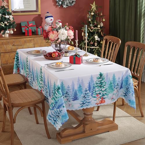 Weihnachten Tischdecke Rechteckige, Weihnachtsdekoration Xmas Tischdecke, wasserdichte Waschbare Weihnachtstischdecke, Christmas Table Cover Home Party Neujahrs Dekoration, 150 x 260 cm, D von auons