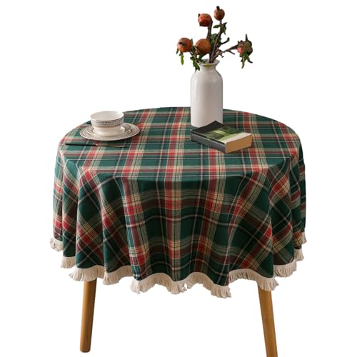 auons Weihnachtstischdecke Grün Karierte Tischdecke rund 150 cm, Xmas Weihnachten Plaid Tischdecke mit Quasten Weihnachtsdekoration Tischdecke für Party Winter Holiday Home Decor auons Weihnachtstischdecke Grün Karierte Tischdecke rund 150 cm, Xmas Weihnachten Plaid Tischdecke mit Quasten Weihnachtsdekoration Tischdecke für Party Winter Holiday Home Decor von auons