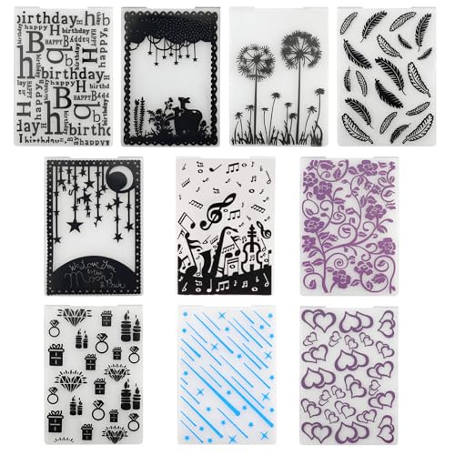10Pcs Prägeschablone, Stanzschablonen,Prägefolder Embossing folder, Prägeschablonen für Stanzmaschine,Alles Gute zum Geburtstag Kunststoff Präge Ordner für Kunststoff Vorlage Handwerk, Scrapbooking 10Pcs Prägeschablone, Stanzschablonen,Prägefolder Embossing folder, Prägeschablonen für Stanzmaschine,Alles Gute zum Geburtstag Kunststoff Präge Ordner für Kunststoff Vorlage Handwerk, Scrapbooking von aupawdy