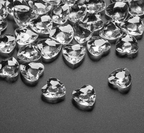 Aupawdy 1000 Stück Funkelnd Herzen Diamantkristalle Acrylic Heart Diamanten 10mm Herz Deko Kristalle Konfetti Diamanten zum DIY Verzieren Dekoration Hochzeit Verlobung,Valentinstag (Transparent) von aupawdy