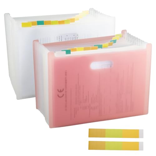 Aupawdy 2 Stück Dokumentenmappe A4,13 Fächer, Fächermappe Sortiermappe, Erweiterbare Aktenordner, Akkordeon Design Bunte Registerkarten A4 Größe, Lichtrosa und Weiß Aupawdy 2 Stück Dokumentenmappe A4,13 Fächer, Fächermappe Sortiermappe, Erweiterbare Aktenordner, Akkordeon Design Bunte Registerkarten A4 Größe, Lichtrosa und Weiß von aupawdy