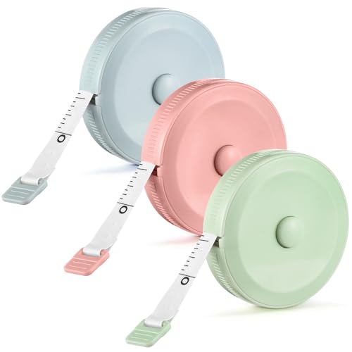 3 Stück Maßband Körper 150 cm/59 Zoll Doppelseitiges Massband mit Schlüsselring Einziehbares Weiches Maßband zum Nähen für Körpergröße, Kleidung, Oberweite, Kopfumfang, Längenmessung von aurorayer