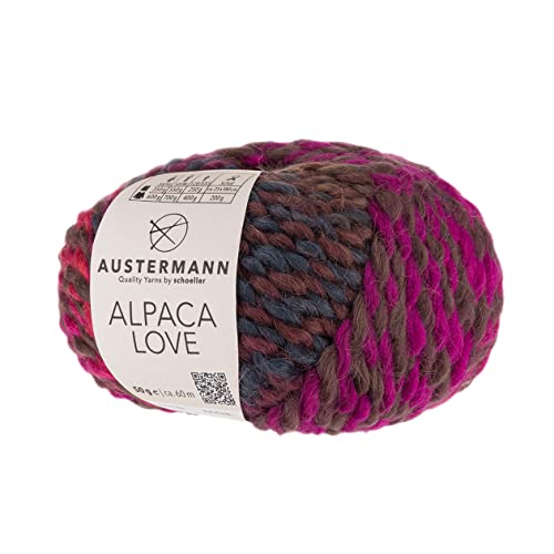 Alpaca Love - Alpaka Wollmischung mit Farbverlauf - Lauflänge ca. 60m je 50g Wollknäuel Farbe 05 - Berry von austermann