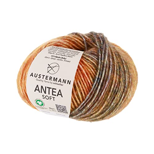 Antea Soft - Farbverlaufsgarn aus einer Baumwolle-Alpaka Mischung - 50g Effektwolle zum Stricken Farbe 02 - Kürbis von austermann
