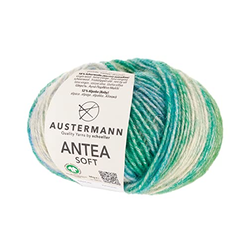 Antea Soft - Farbverlaufsgarn aus einer Baumwolle-Alpaka Mischung - 50g Effektwolle zum Stricken Farbe 03 - Avocado von austermann